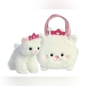 AURORA Cat Fancy pals plush Pearl cat in pet carrier 7"